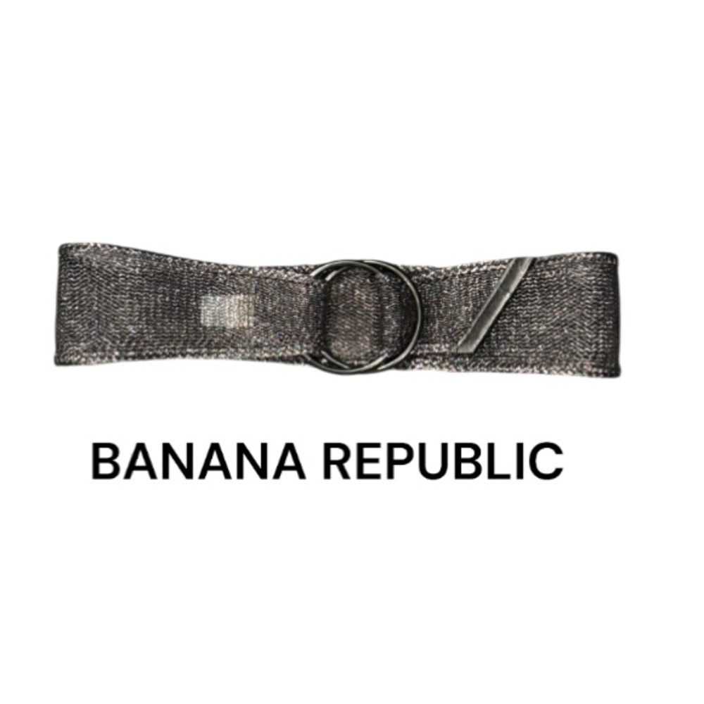 Authentic Banana Republic designer wide silver gunmetal shimmer mesh belt sz S/M